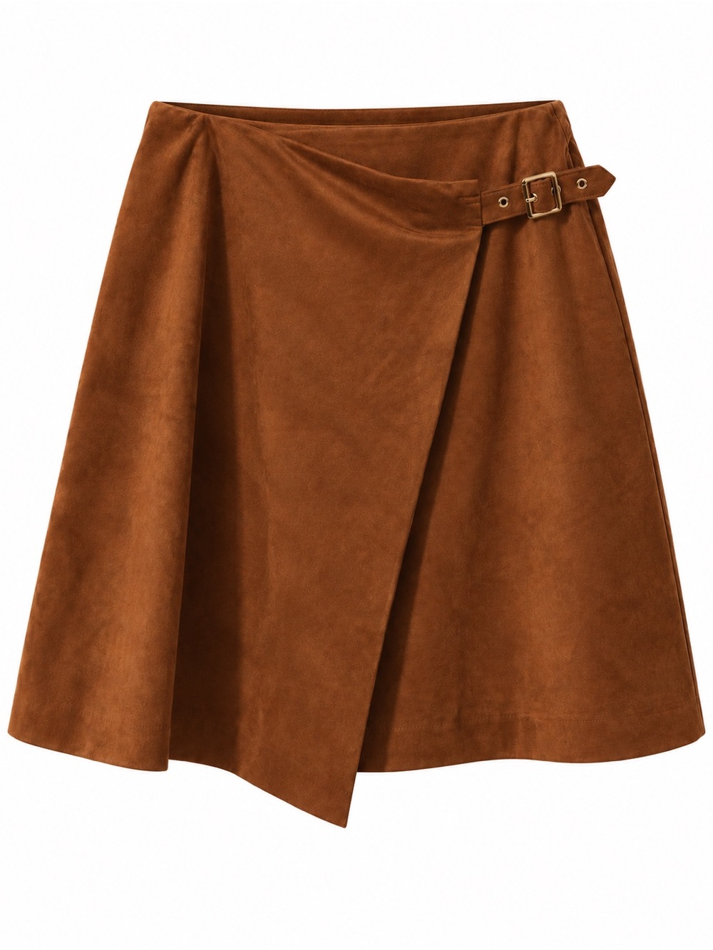 Banana Republic Faux Suede Buckle Wrap Skirt - Cognac Brown, Size 10